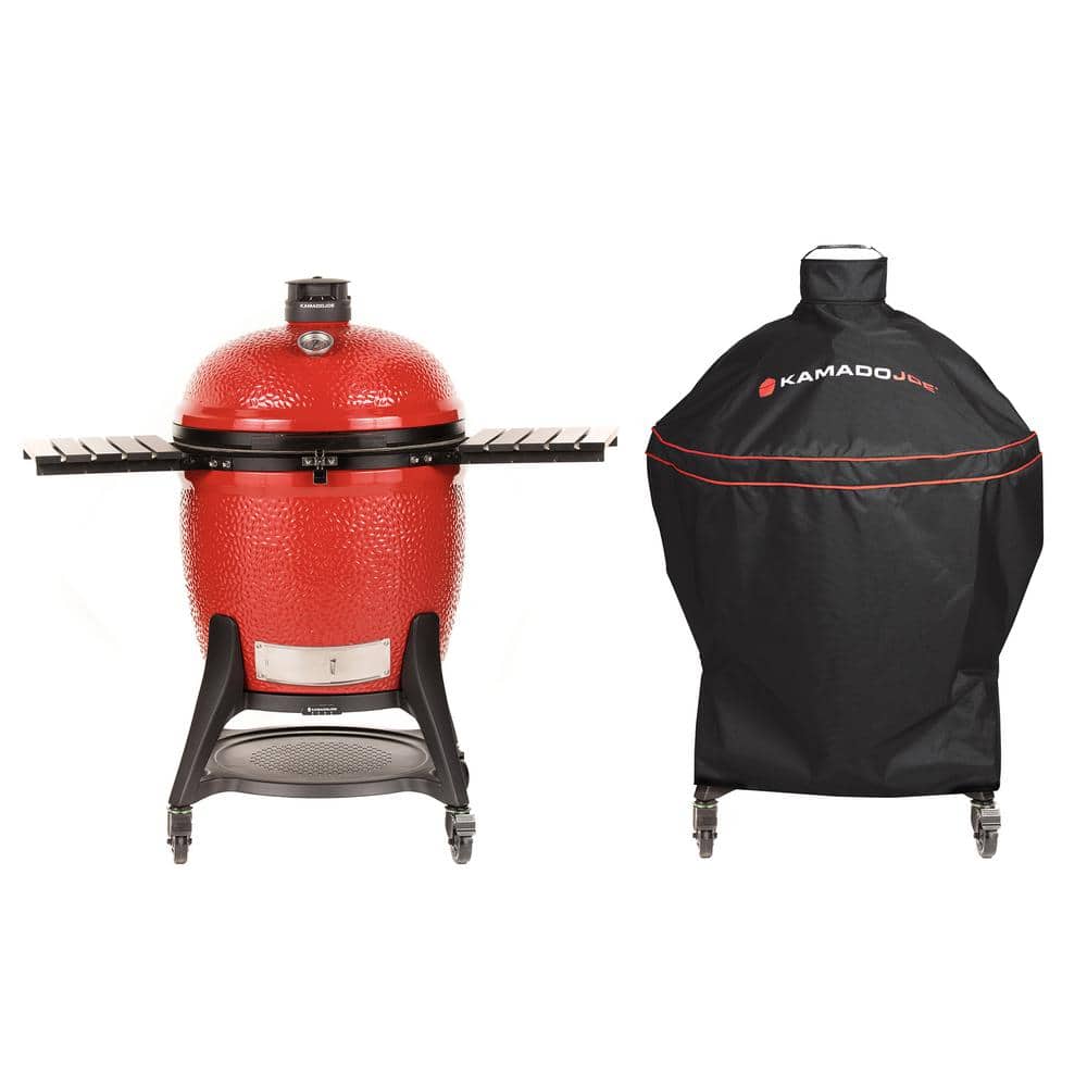 Big Joe III 24 in. Charcoal Grill in Blaze Red Plus Cover Bundle