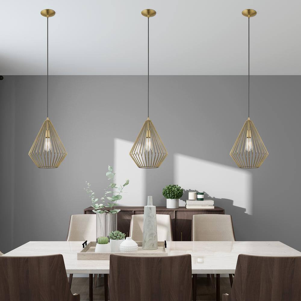 Antique Brass Geometric Metal Mini Pendant Light