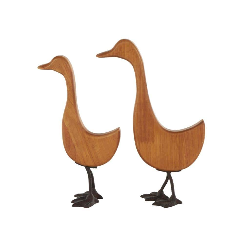 Litton Lane 13 in. Medium Wood Abstract Minimalistic Duck Garden ...