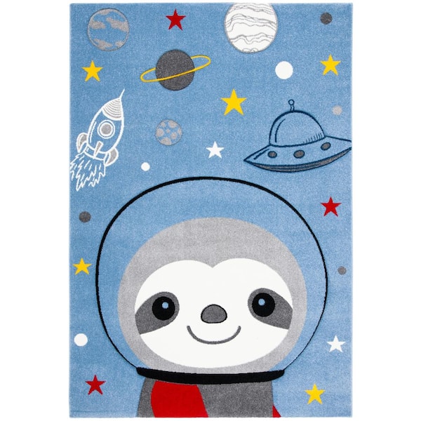SAFAVIEH Carousel Kids Blue/Gray 4 ft. x 6 ft. Space Area Rug