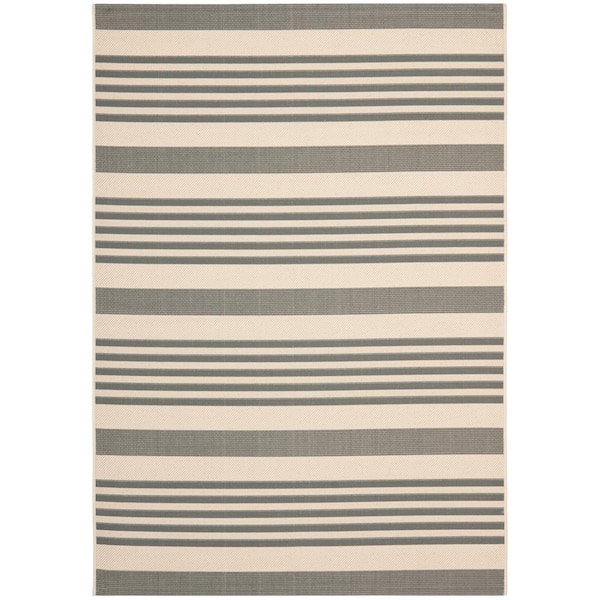 Courtyard Gray/Bone 6 ft. x 8 ft. Striped Indoor/Outdoor Area Rug