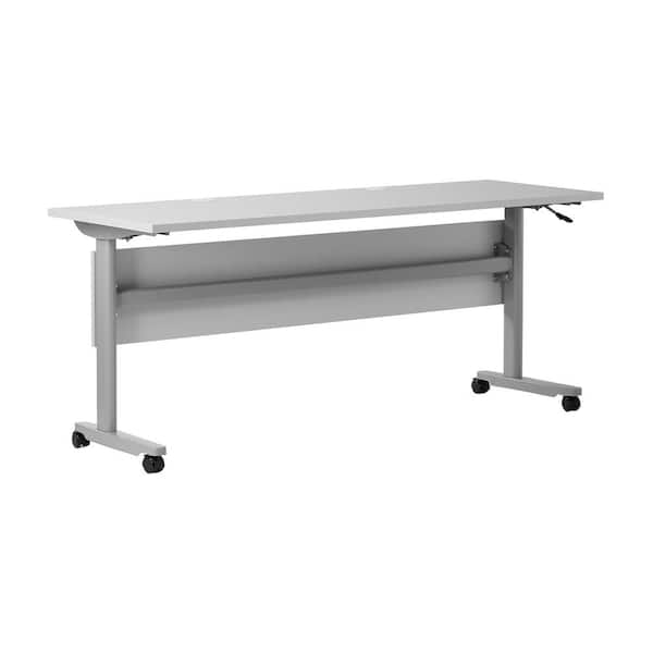 Carnegy Avenue Palmer Commercial Grade 24 in. Rectangular Gray Top/Gray Frame Composite Heavy-Duty Nesting Flip Training Table Desk