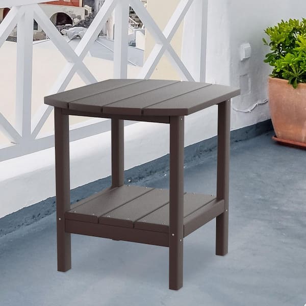 myhomore HDPE Outdoor Brown Side Table
