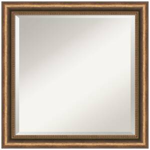 Manhattan Bronze Narrow 24 in. x 24 in. Beveled Square Wood Framed Bathroom Wall Mirror in Bronze,Gold