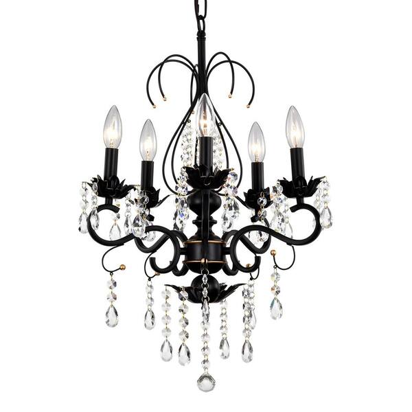 Lasaideal 5-Light Classic Vintage Crystal Candle Chandelier for Living room with No Bulbs Included