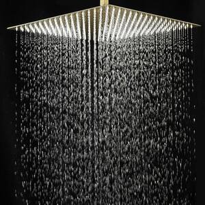 No Handle 1-Spray 16 in. Single Square Fixed Rain Shower Head Shower Faucet 2.5 GPM with High Pressure in. Brushed Gold