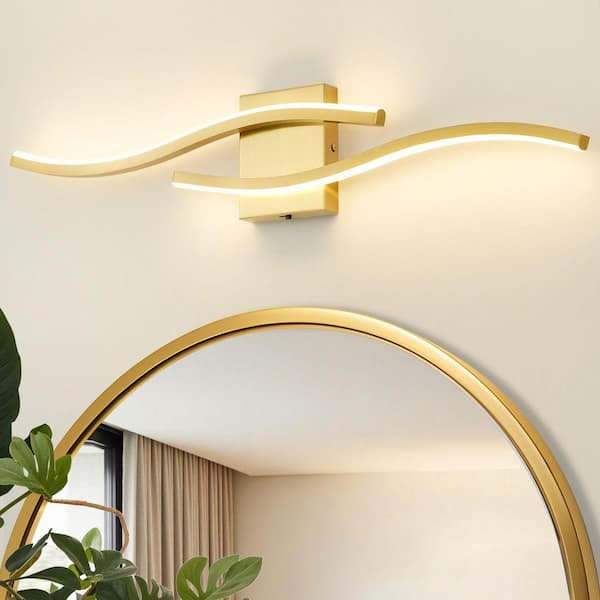 31.5 in. 2 Light 24W Gold LED Vanity Light Dimmable 5CCT with Frosted Acrylic Shade Bathroom Vanity Lighting