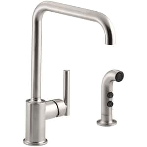 Purist Single-Handle Standard Kitchen Faucet with Side Sprayer in Vibrant Stainless