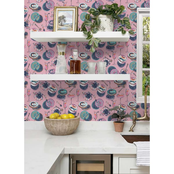 Champagne and Caviar Pink Peel and Stick Wallpaper Sample