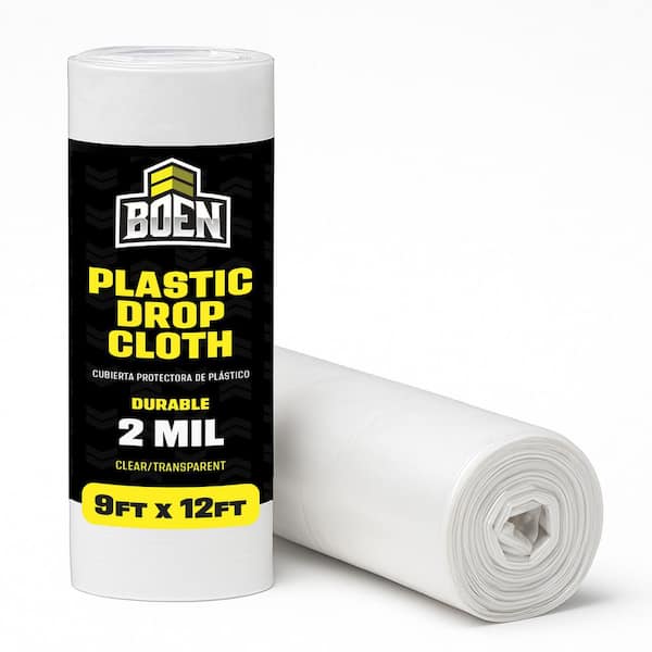 Painters Plastic Sheeting 9 ft. x 12 ft. 2 Mil Clear Plastic Drop Cloth