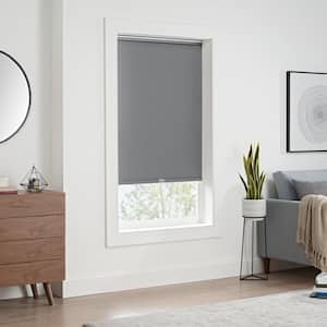 Arbor Grey Solid Polyester 23 in. W x 72 in. L Blackout Single Cordless Roller Shade