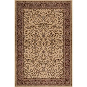 Persian Classic Kashan Ivory Rectangle Indoor 9 ft. 3 in. x 12 ft. 10 in. Area Rug