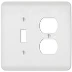 Perry 2 Gang 1-Toggle and 1-Duplex Steel Wall Plate - White