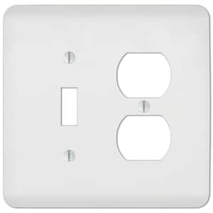 Perry 2 Gang 1-Toggle and 1-Duplex Steel Wall Plate - White