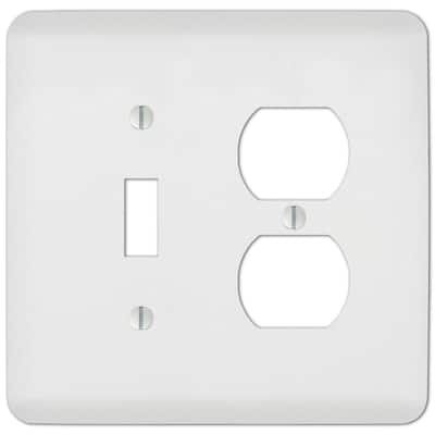 Perry 2 Gang 1-Toggle and 1-Duplex Steel Wall Plate - White