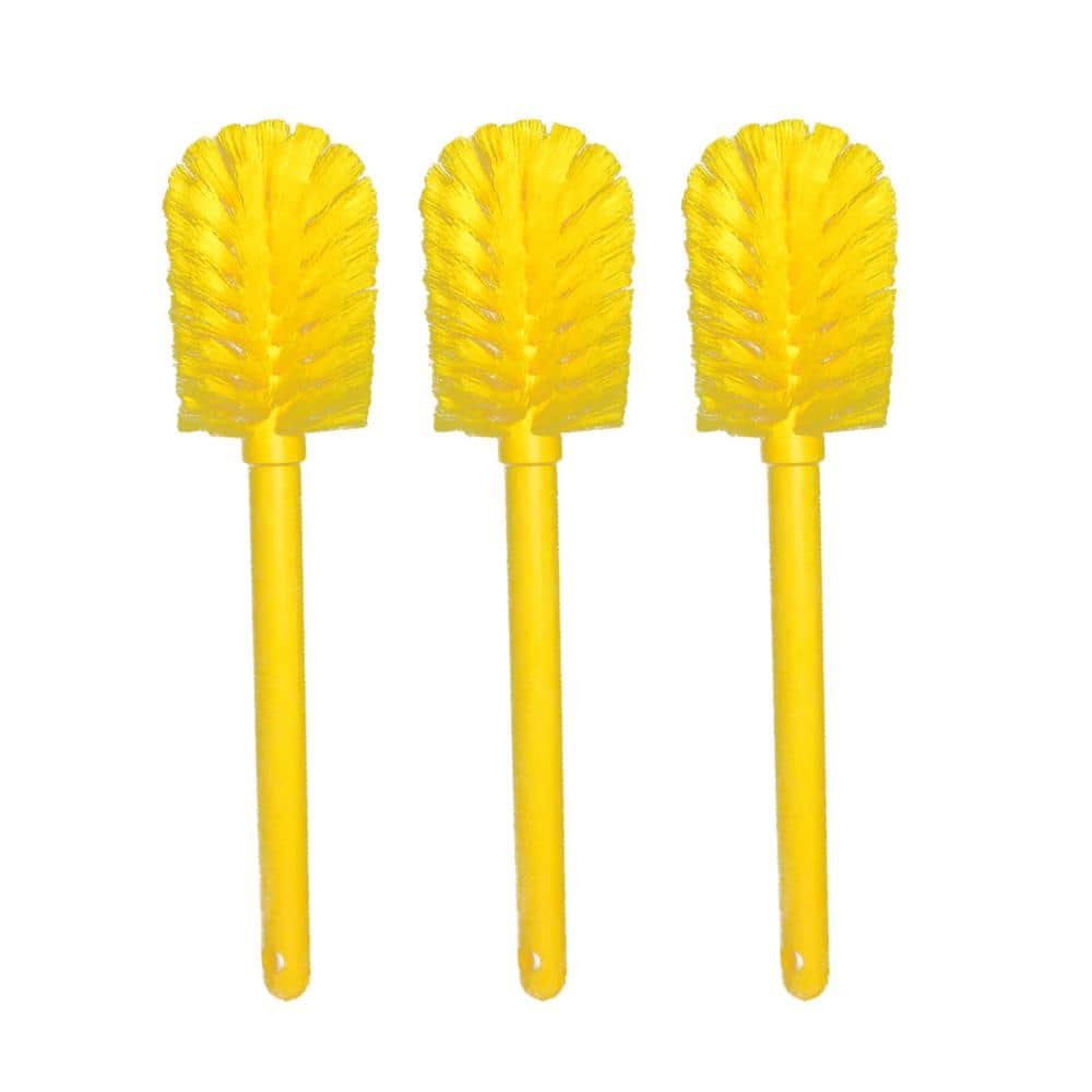 Kleen Handler Yellow, Goblet Cleaning Bottle Brush, Durable Bristles and Long Handle, 3-Pack