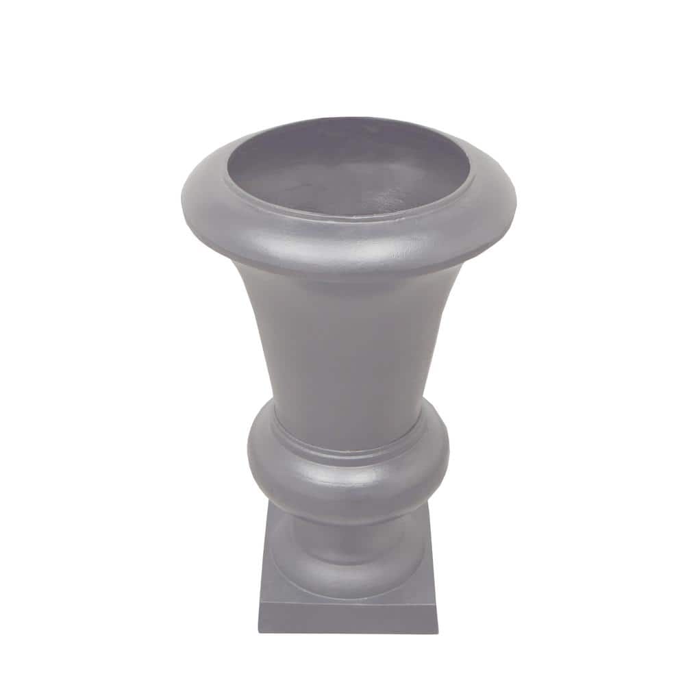 Ornate Gray Cast Aluminum Bird Bath with Planter Vase