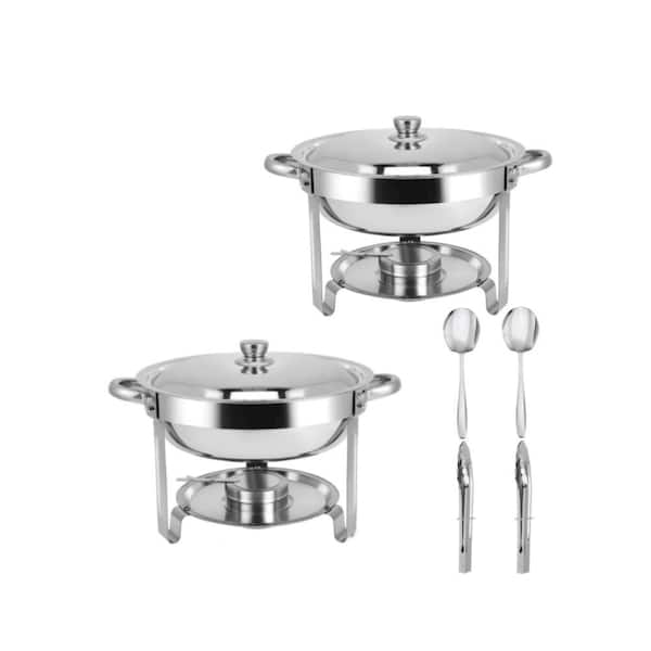 2 Pack 6 qt. Stainless Steel Chafing Dish Buffet Set with Lids, Food Servers and Warmers for Home, Christmas Gatherings
