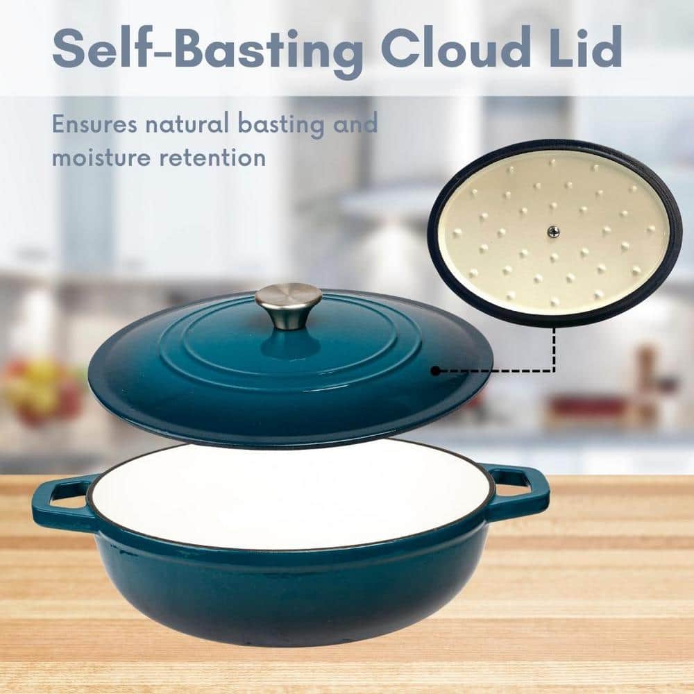 Dark Teal Enameled Cast Iron 5 Qt. Dutch Oven Braiser