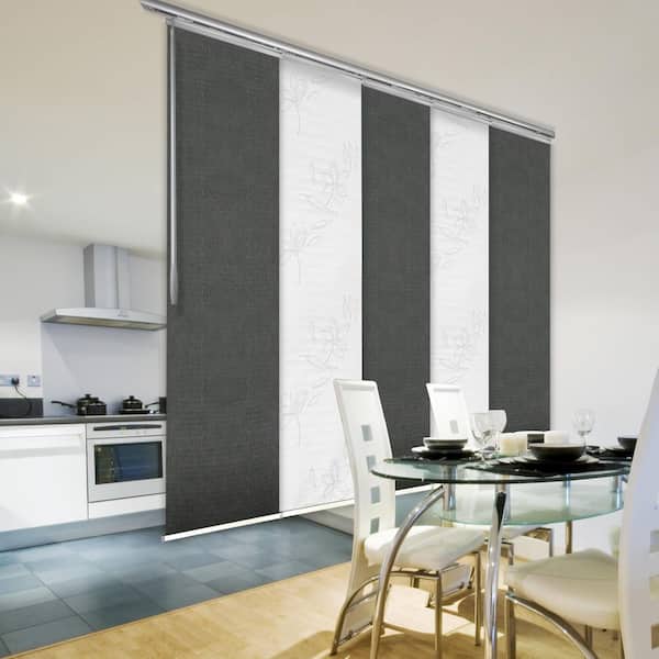 EMOH Marble Rose Adjustable Sliding Single Rail Track with 23.5 in. Slates, Extendable 58 in. to 110 in. W x 94 in. L