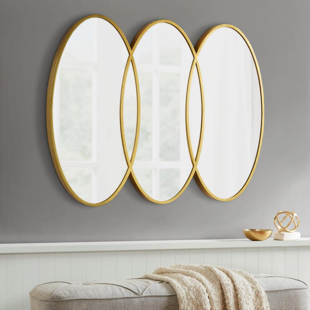 Eclipse Trio Overlapping Oval Gold Wall Mirror