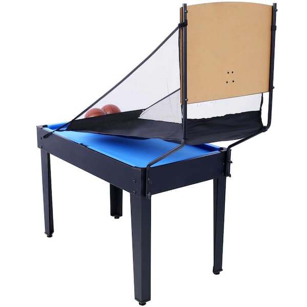Unbranded Black/blue 5-in-1 Multi-Game Table Push Hockey, Foosball, Ping Pong, and Basketball