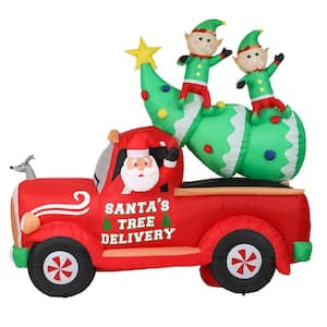 Lighted 8 ft. H x 8 ft. W Santa Christmas Tree Delivery Truck Inflatable