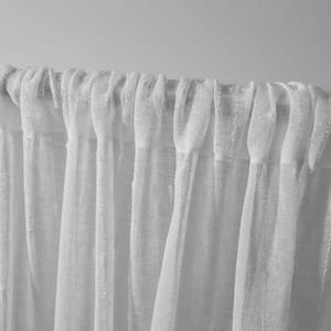 Itaji Snowflake Stripe Sheer Rod Pocket Curtain, 54 in. W x 84 in. L (Set of 2)