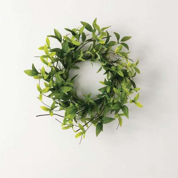 16.5 in. Artificial Ruscus and Twig Mini Wreath, Green