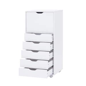 White 6 Drawer Dresser Tall Dressers for Bedroom Kids Dresser w/Storage Shelves Small Dresser for Closet Makeup Dresser