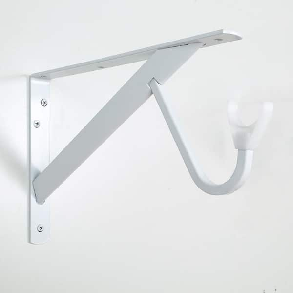 8 in. x 12.4 in. x 1.05 in. White Steel Shelf and Rod Bracket Heavy Duty 300 lbs.