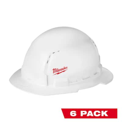 BOLT White Type 1 Class C Full Brim Vented Hard Hat with Small Logo (6-Pack)
