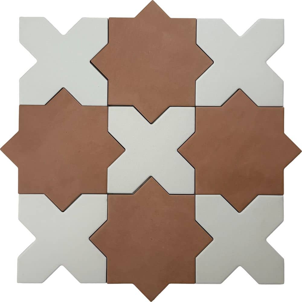 Seville 7 in. x 12 in. Terracota Star with Pure White Cross Matte Porcelain Wall and Floor Sample Tile (0.51 sq. ft.) price history on PriceWatchPro
