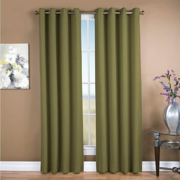 RICARDO Ultimate Sage Polyester Solid 56 in. W x 96 in. L Grommet Blackout Curtain