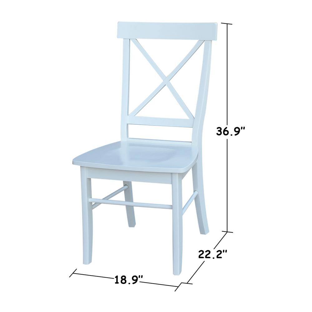 White High Cross Back Solid Wood Side Chair