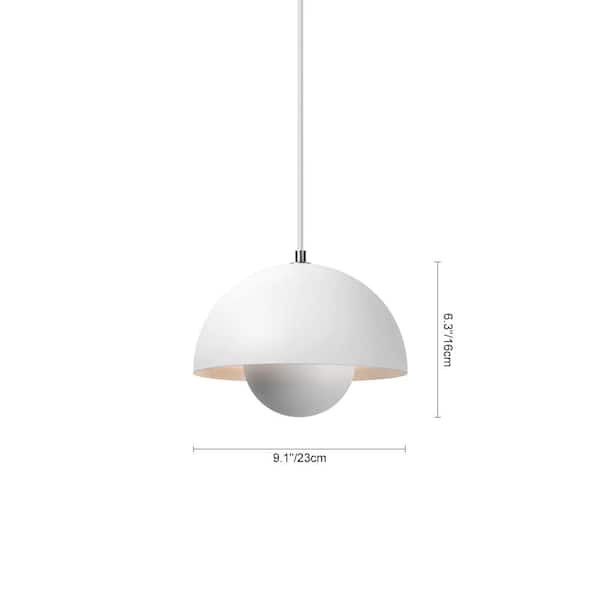 9 in. W 40-Watt 1-Light White Globe Pendant Light Nordic Spherical Chandelier