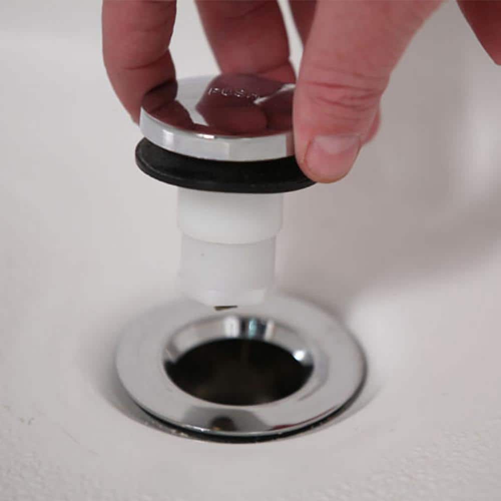 Chrome Plastic Touch-Toe Tub Drain Stopper, 2-Inch