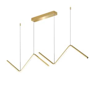 27-Watt 1-Light Gold Modern Minimalist Linear Dimmable Integrated LED Pendant Light for Dining Living Room