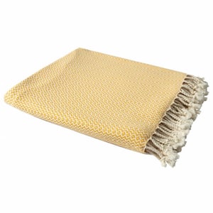 Charlie Yellow Geometric Cotton Throw Blanket