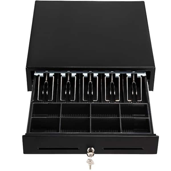 Cash Register Drawer, 16 in. 2 Unlocking Ways, Fully Removable Design with 5 Bill 8 Coin Cash Tray, 2 Keys Included