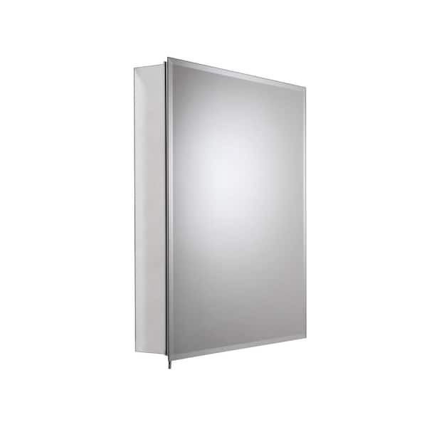 Croydex 24 in. W x 30 in. H x 5-1/4 in. D Frameless Aluminum Recessed or Surface-Mount Medicine Cabinet with Easy Hang System
