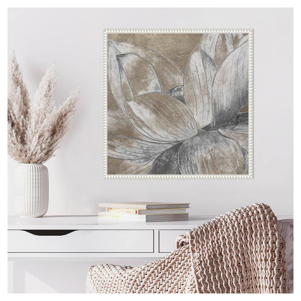Beaded Framed Lotus Blossom Canvas Wall Art 22 x 22-in