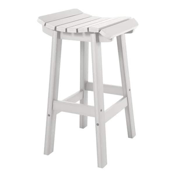 Highwood Summit Square White Recycled Plastic Bar Height Outdoor Bar Stool
