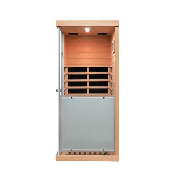 Hemlock 1-Person Far Infrared Sauna with 6 Heating Panels Digital Display Bluetooth LED Reading Light