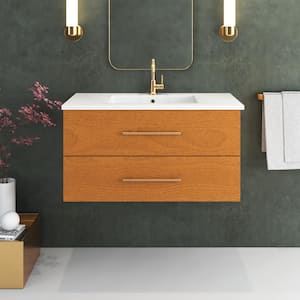 Napa 40 in. W x 20 in. D Single Sink Bathroom Vanity Wall Mounted in Pacific Maple with Acrylic Integrated Countertop