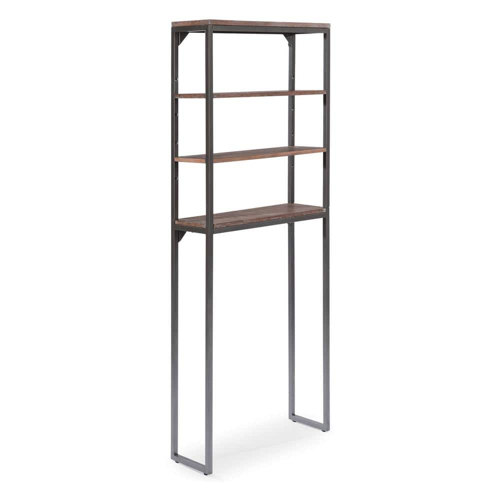 Gray and Driftwood Adjustable Over-the-Toilet Storage Stand