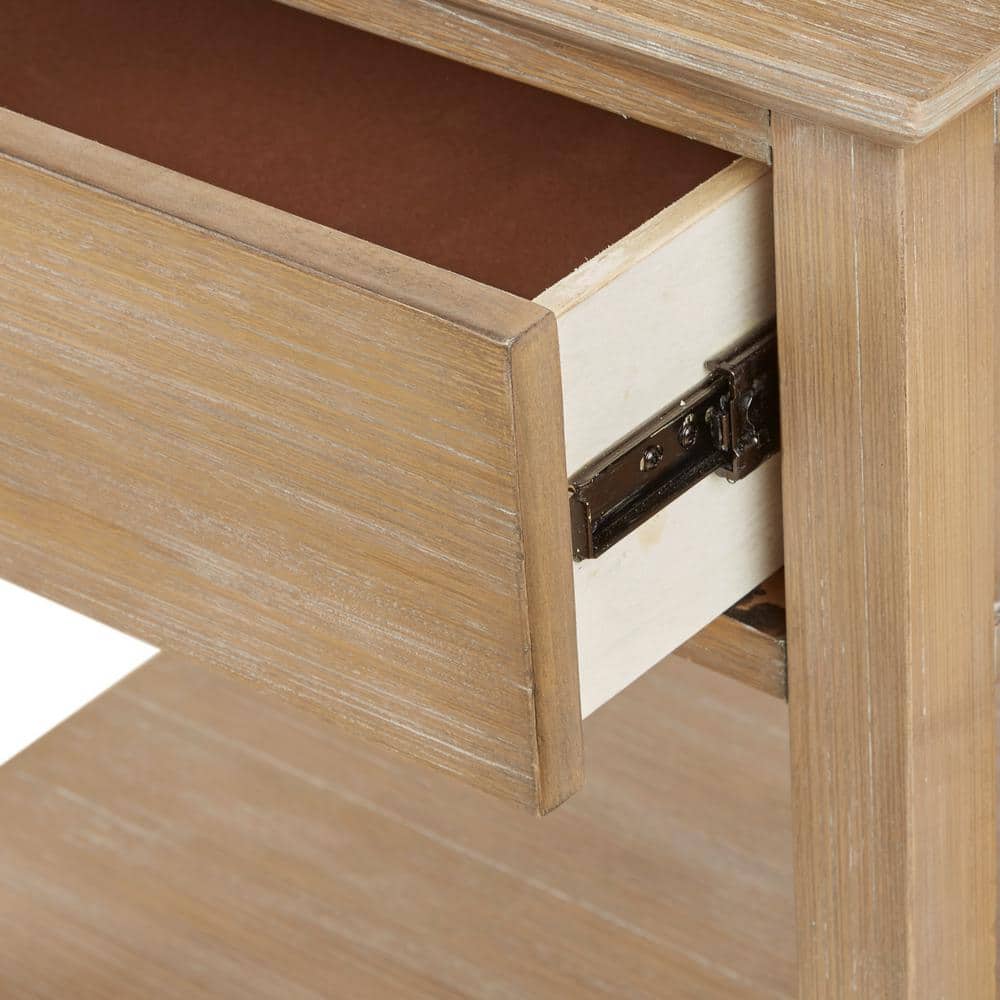 Victoria Light Natural Rubberwood Night Table with Drawer