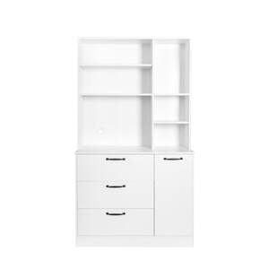 39.37 in. W x 15.75 in. D x 70.87 in. H White Freestanding Linen Cabinet with Drawers & Open Shelves