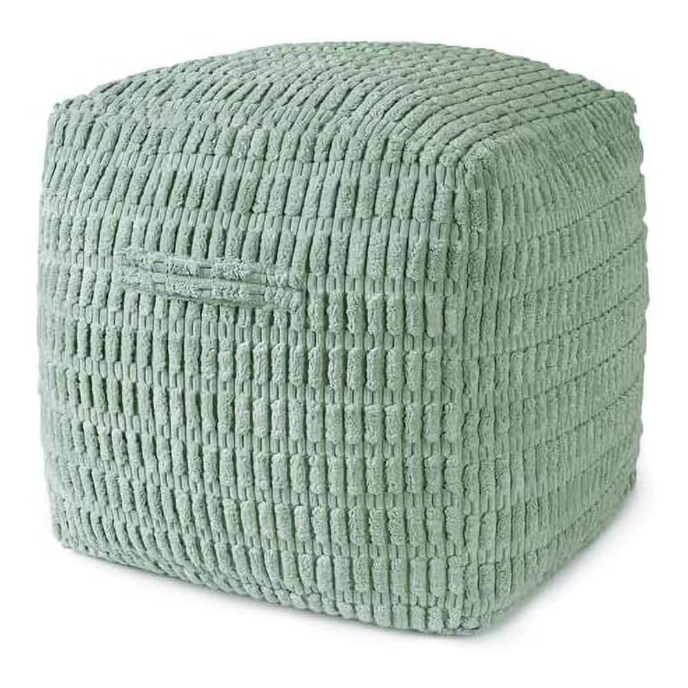 HAY POUF / ミントグリーン キューブ型オットマン Green Fabric Sage Green Corduroy Stripe Square Ottoman Pouf Cover