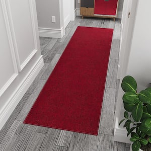 Oscar Collection Non-Slip Rubberback Modern Solid Design 2x5 Indoor Runner Rug, 1 ft. 8 in. x 4 ft. 11 in., Red